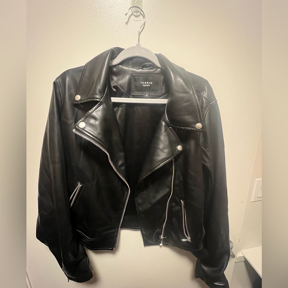 Torrid Black Faux Leather Jacket 2X NWOT